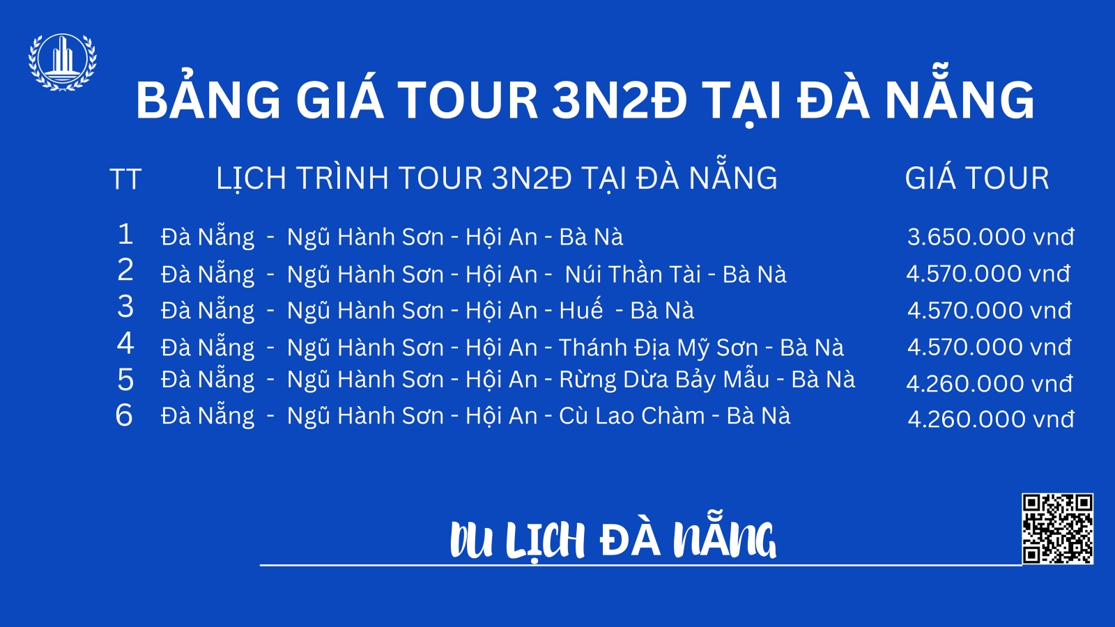 Bảng giá tour 3n2đ tại Đà Nẵng
